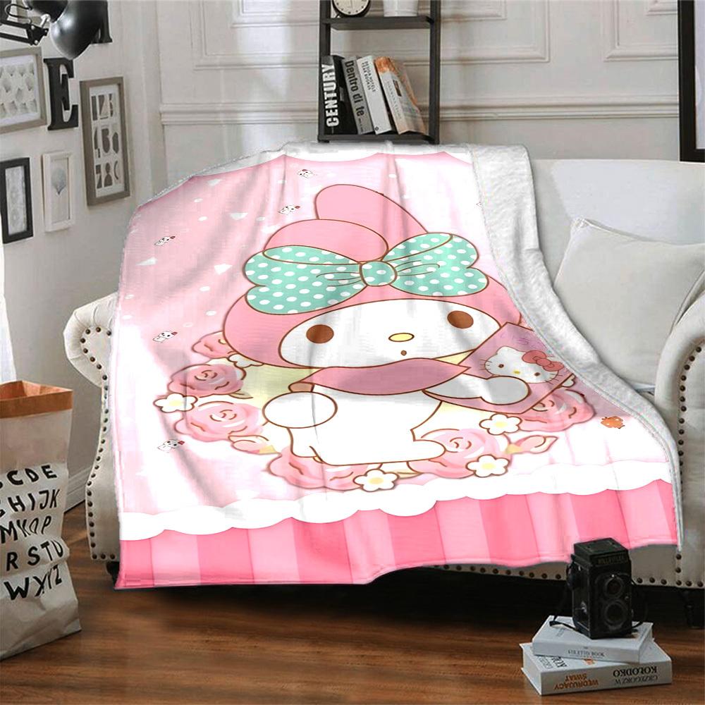 1pc My Melody Hello Kitty blanket Lightweight Flannel Throw for Sofa Bed Travel Camping Livingroom Office Couch Chair