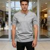 Men Button Crewneck T-Shirt Solid Color Short Sleeve Summer Shirt Casual Tee Shirt for Gym Workout Street Beach Wear