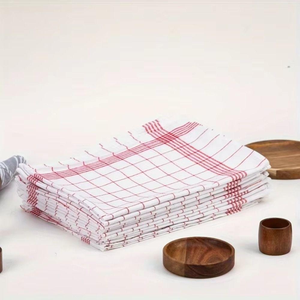 5PCS Reusable Plaid Dish Towel Quick Drying Checkered Kitchen Towels  Washing Dishes