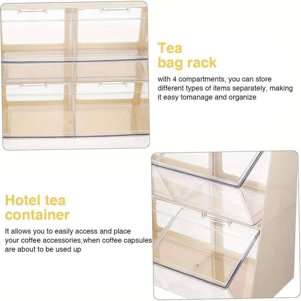 Dustproof Tea Bag Storage Box Large Capacity Coffee Pod Holder Durable Desktop Storage Box  Bar