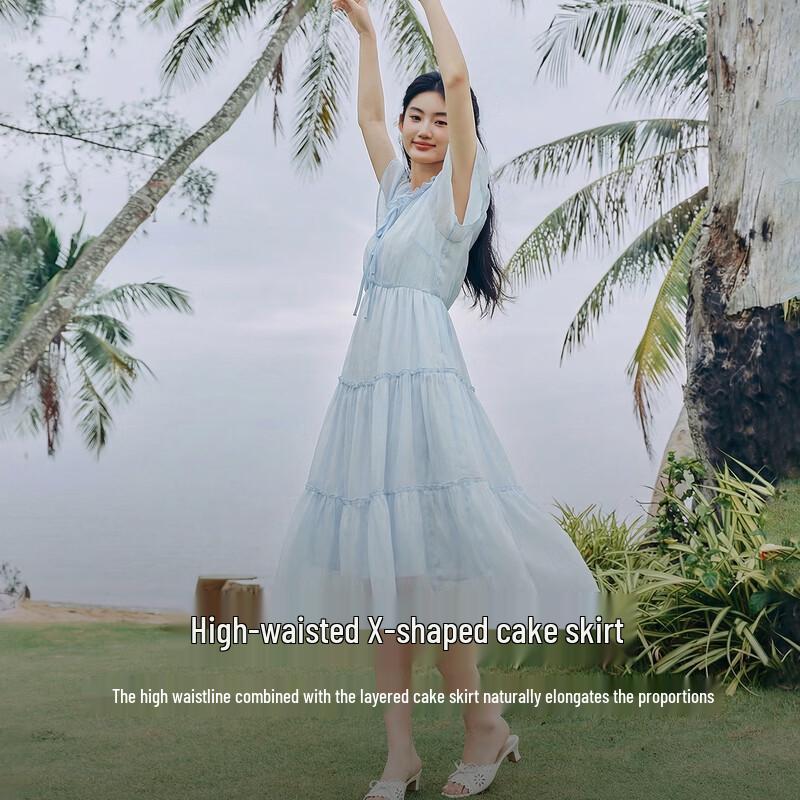 French V-Neck Ruffle Chiffon Midi Dress