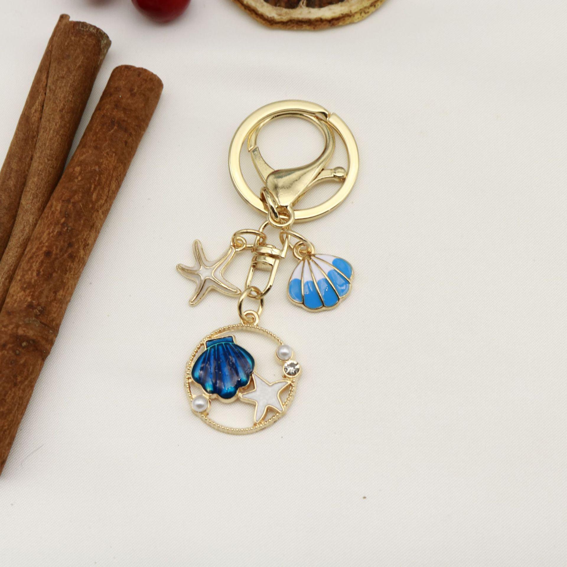 Pearl Seashell Starfish Keychain - Women s Bag Pendant & Aquarium Souvenir