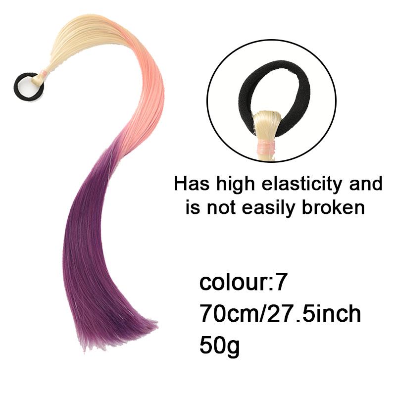 Long Straight Dyed Golden Ponytail Wig Synthetic Ponytail Wig Female Wig Shiny Heat-resistant Easy To Wear Party Use
