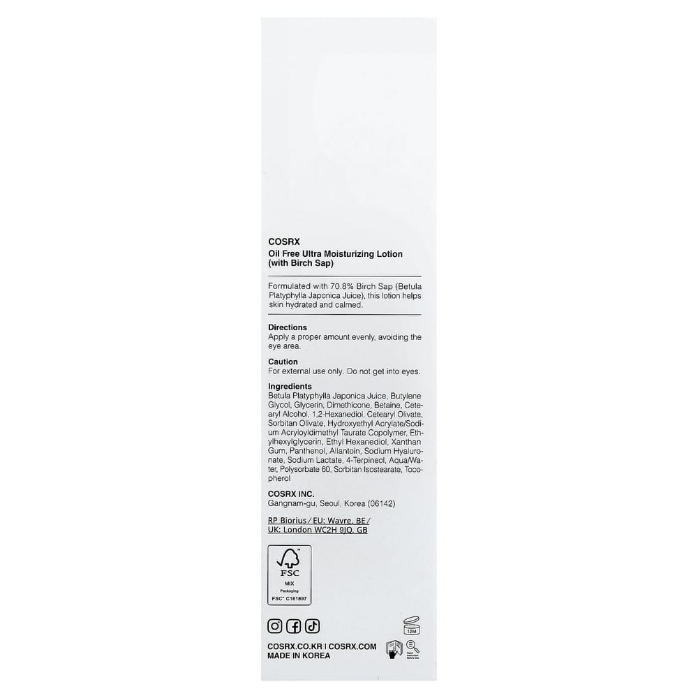 iHerb COSRX Oil-Free Ultra-Moisturizing Lotion with Birch Sap, 100ml (3.38 fl oz)