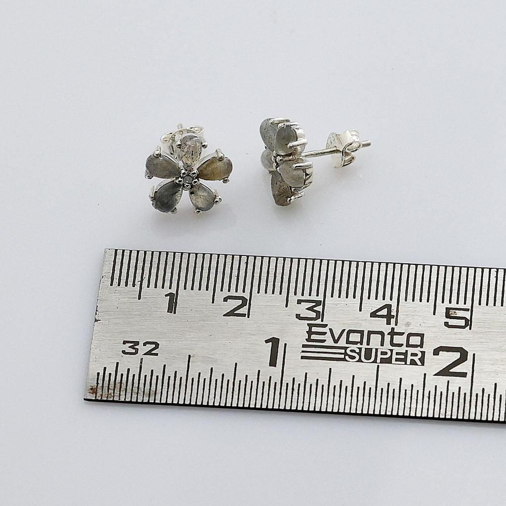 Labradorite Silver Stud Earring, Zircon Silver Jewelry,  925 Sterling Silver Handmade Jewelry, Silver Women Earring Ae6670