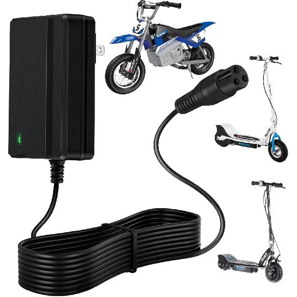 Razor Charger For Razor Electric Scooter MX350 Dirt Bike E100 E175 E200 E200S E300 E300S E500 Pocket Mod Sports Mod And Dirt Quad Razor Scooter