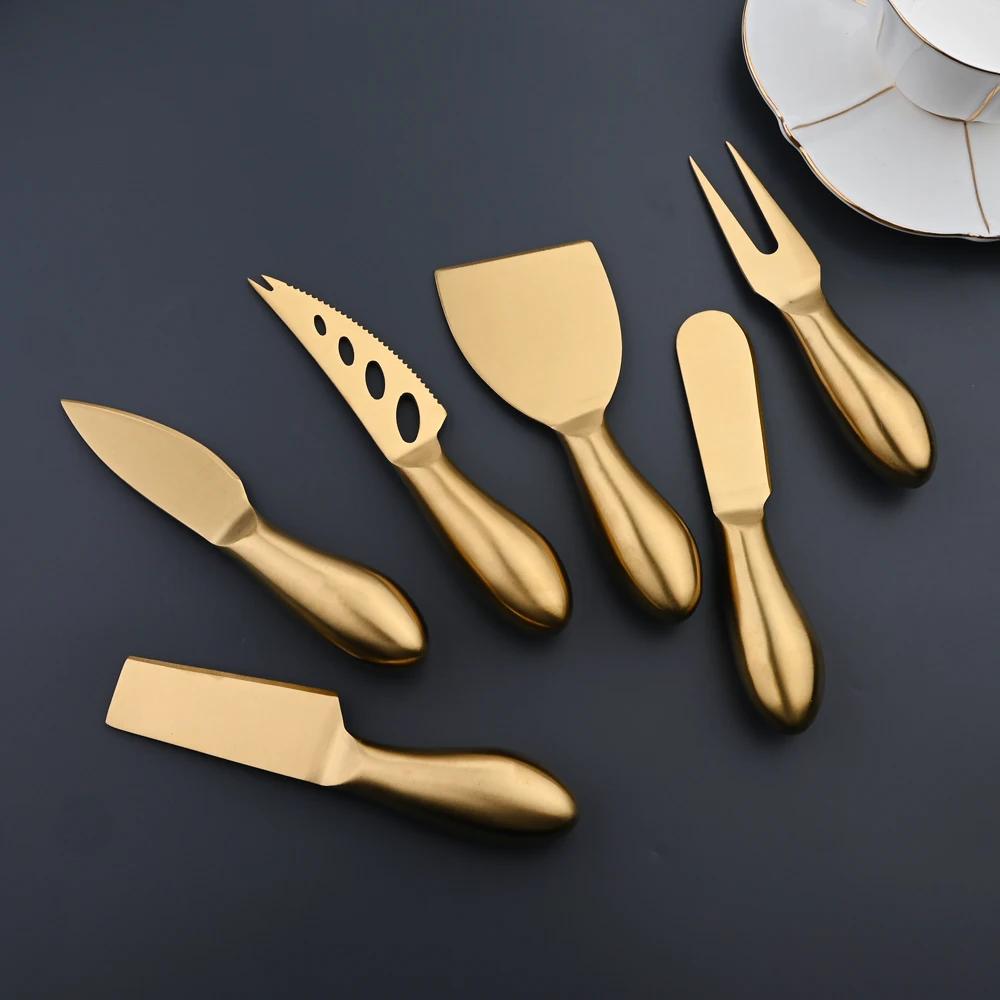 6Pcs Stainless Sttel Handle Cheese Knife Set Mini Cheese Knife Butter Knife Slicer Knife Pizza Cutter Baked Cheese Knife