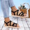 Mode Damen Modische Schnür-Sandalen Rutschfest Abriebfest Weiche Sohle Komfort Flacher Absatz