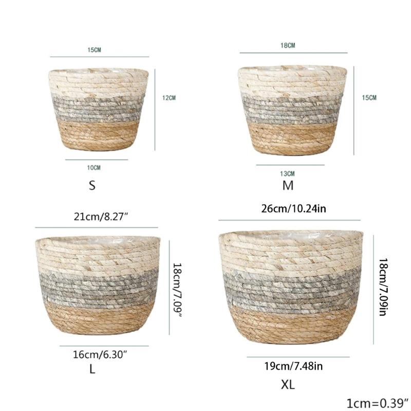 Straw Weaving Flower Plant Basket Grass Planter Basket Indoor Outdoor Flower Pots Plant Containers for Plantable Plants