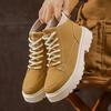 Thick Soled  Ankle Boots Men's Thick Heeled Short Boots Cheap Lace Up Motorcycle Flat Shoes Midsole Waterproof Platform Boots