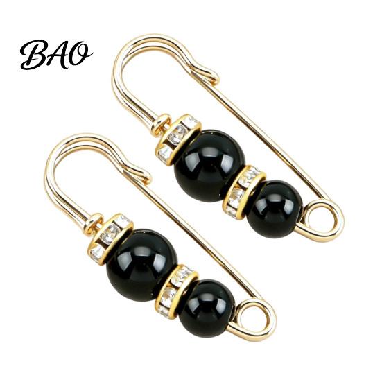 Invisible Waist Button 2Pcs Faux Pearl Tightener for Pants, Reusable Cincher Pin Pants Waistband Loose Jeans, No Sewing Skirts Neckline Fixation Clip