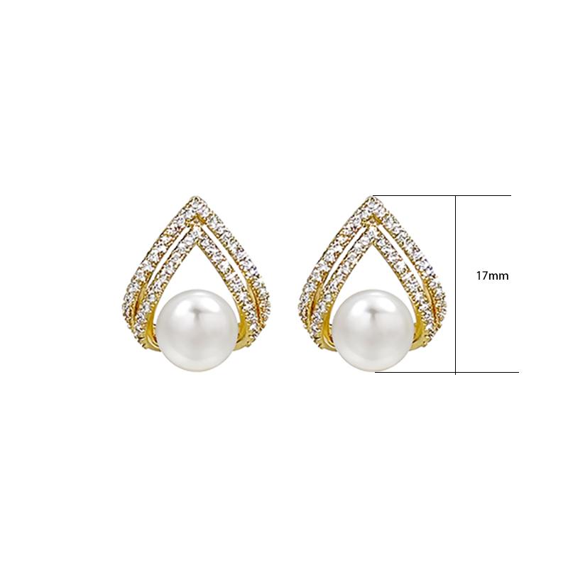 New Classic  High End Zircon V-shaped Imitation Pearl Earrings for Women's Gifts Jewelry Accessories 2025