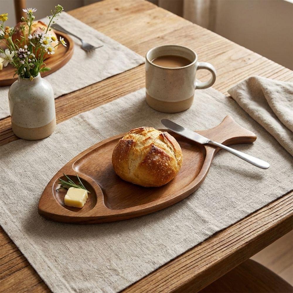 Rustic Wooden Fish Dish Handmade Fish Shaped Plate Snacks Tray Solid Wood Tray  Kitchen Counter