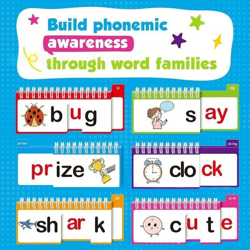 Wortfamilien Build Book 40 Lese-Reim-Klappbücher Lesen lernen Phonics Lernkarten Lernwort-Karten Kinder-Klappbücher