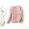 Mulheres Forro Duck Down Jacket O-neck Variável V-neck Feminino Outono Primavera Outono Sem Gola Leve Acolchoado Puffer Coat