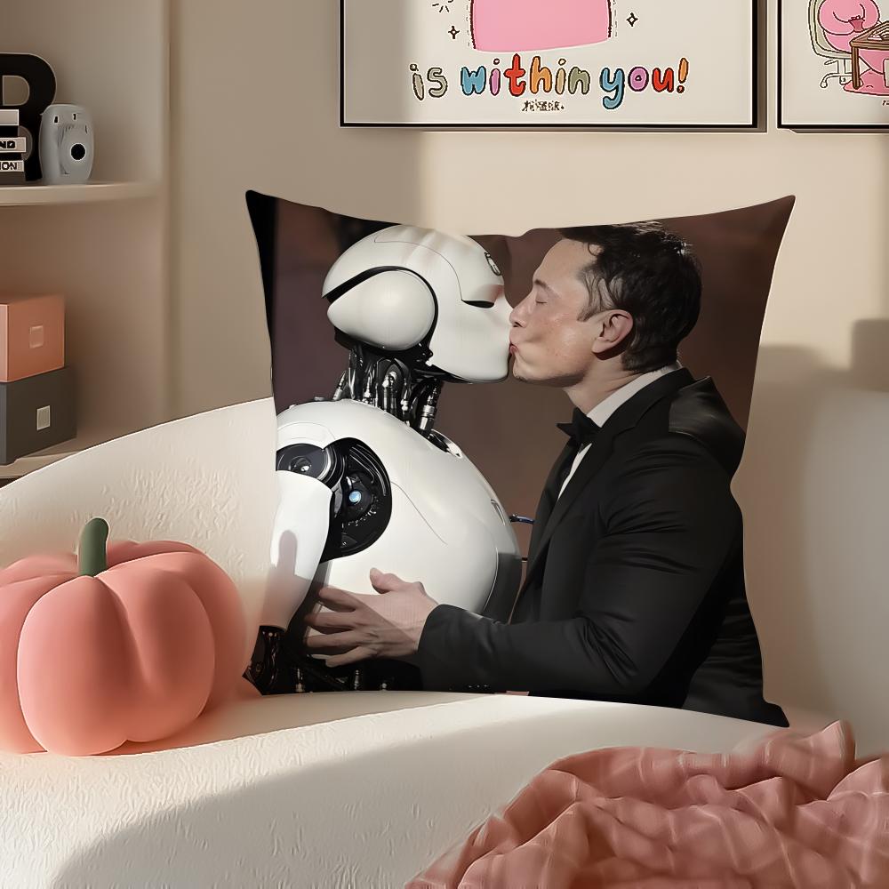 EElon MMusk meme Cushion Cover Pillowcase Short Plush Invisible zipper Room Sofa Cushion Cover