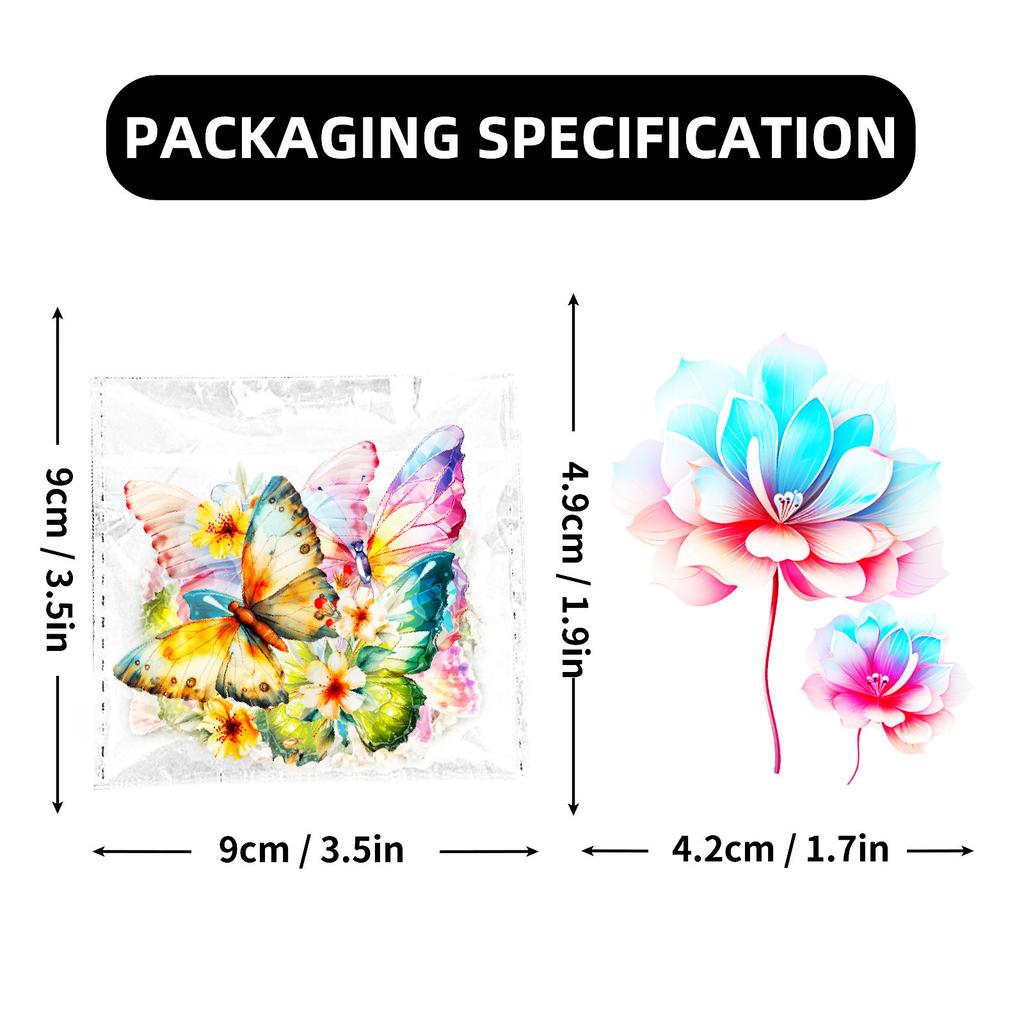 50 PET Farbige Schmetterlingsaufkleber Wasserdichte Aufkleber DIY Wasserbecheraufkleber Handyhülle Dekoration Niedliche Kleine Aufkleber Schmetterlingsaufkleber