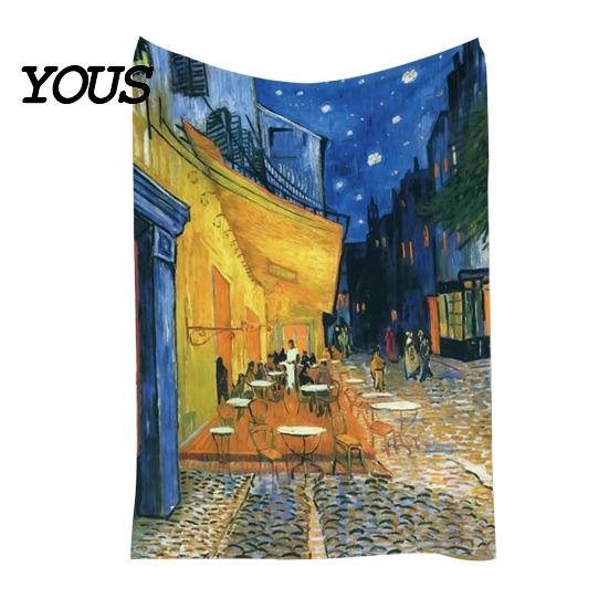 Pre-treated Blanket Oil Painting Nap Blanket, Soft Warmth Double-Sided Flannel, Digital Cozy Warm Flannel Print Shrink-Resistant Machine