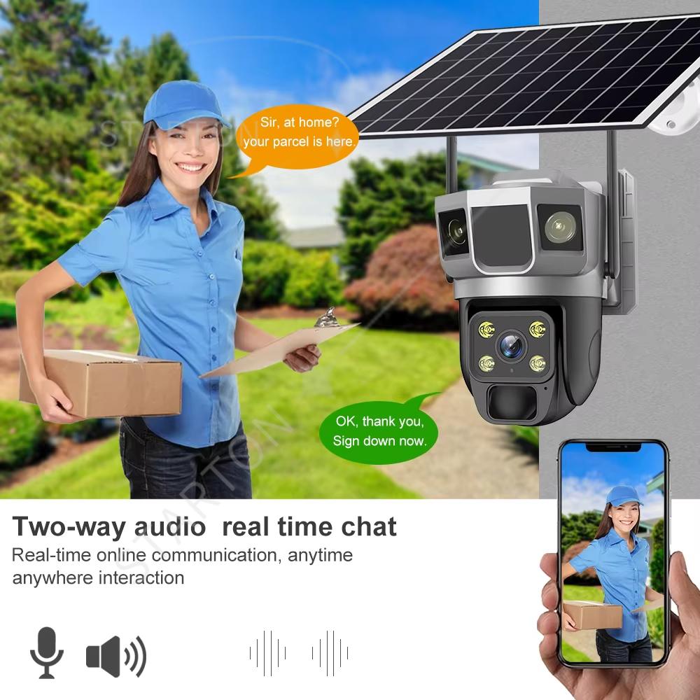 Güneş Enerjili Gözetim AOV Tam Renkli Gece Görüşü Dış Mekan Su Geçirmez 24 Saat Kayıt Güneş Enerjili Kamera