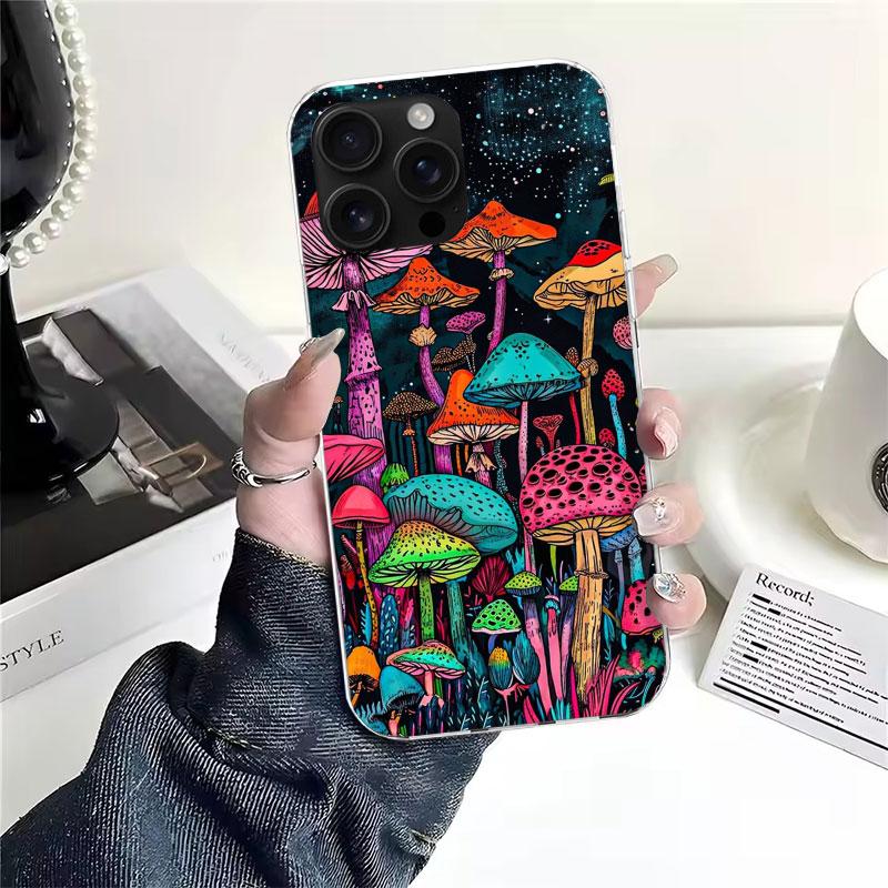 Colorful Mushroom Soft Phone Case For IPhone 11 17 Air 16E 16 Pro Max 15 + 14 Plus 13 Mini 12 Apple 7 SE 8 Fundas Coque 11 17 Ai