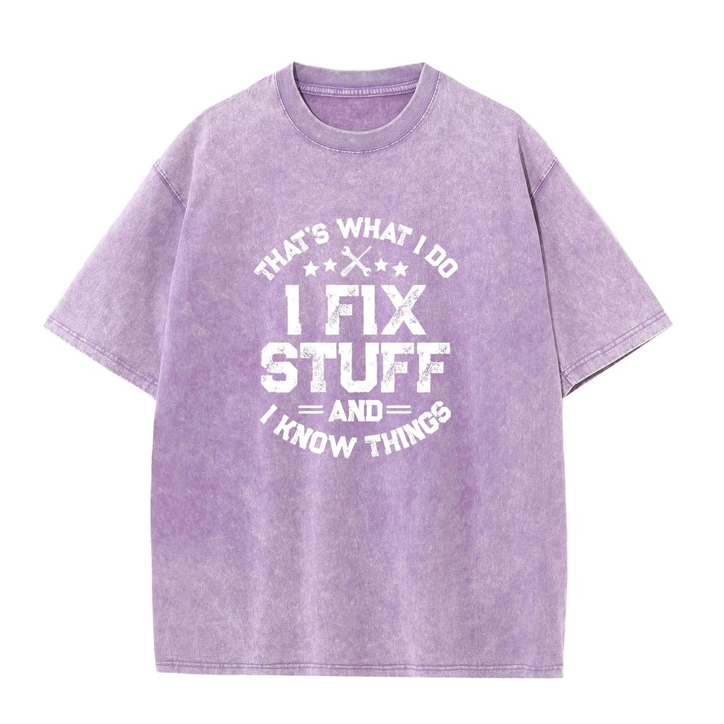 Herren Lustiges Ich repariere Sachen Washed Style T-Shirt Mechaniker Ingenieur Garage Gebleicht Bleichmittel Stil T-Shirt