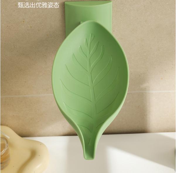 Home Leaf Shaped Wall Mounted Adjustable Draining Soap Box, Rotatable зелёный