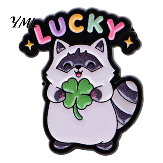 Bags Metal Pins Cartoon Raccoon Brooch Pin, Animal Decorative Enamel Badge, Alloy Scarves Lapel Pin for Jackets Backpacks Hats