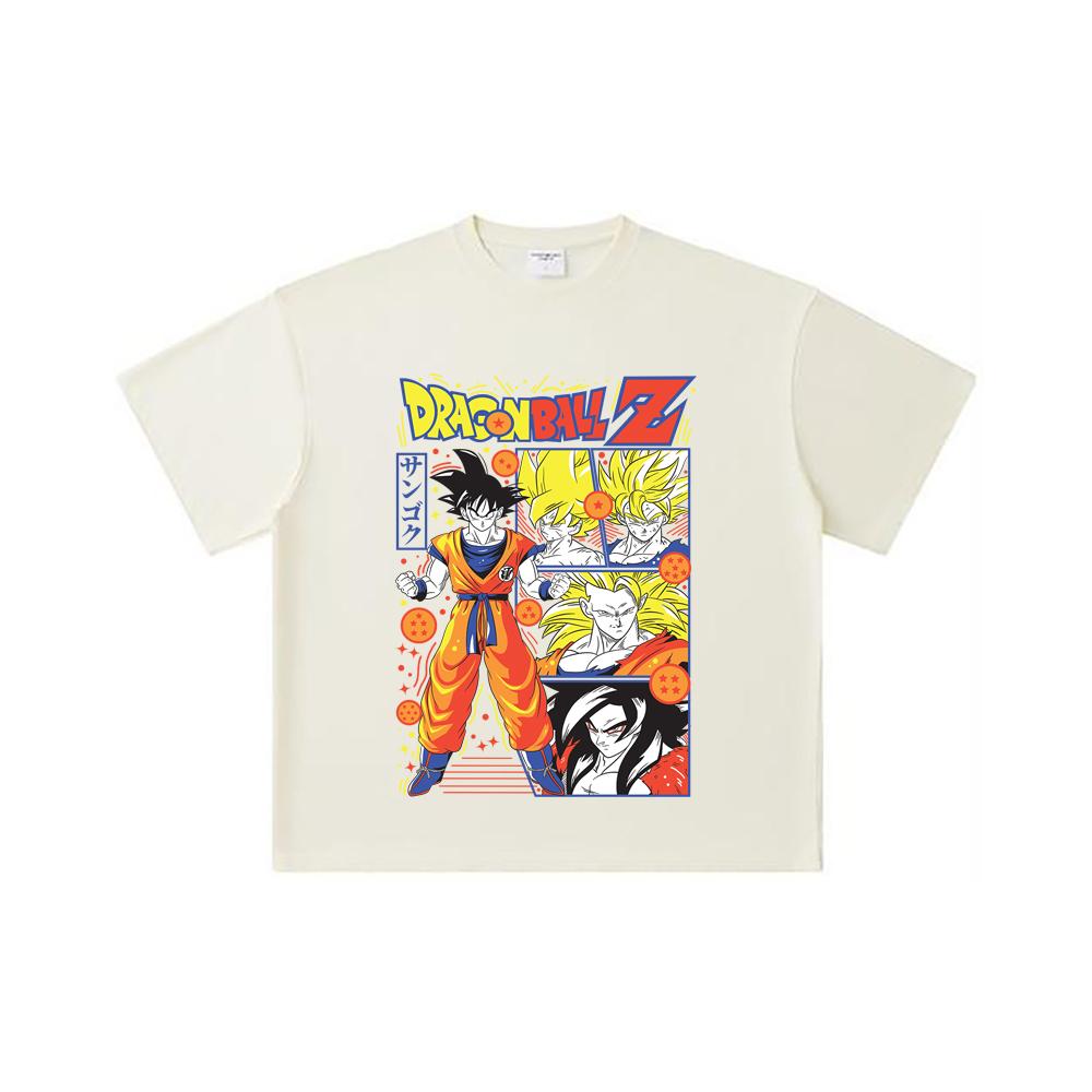 260 GSM Double Yarn 32 Count 100% Cotton Dragon Ball V56 Goku Print Unisex Heavy Cotton T Shirt