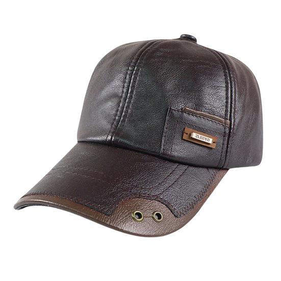 Herbst Winter Baseballkappe Kunstleder Atmungsaktiv Metallösen Color-Blocking Design Vielseitiger Lässiger Stil Baseballkappe