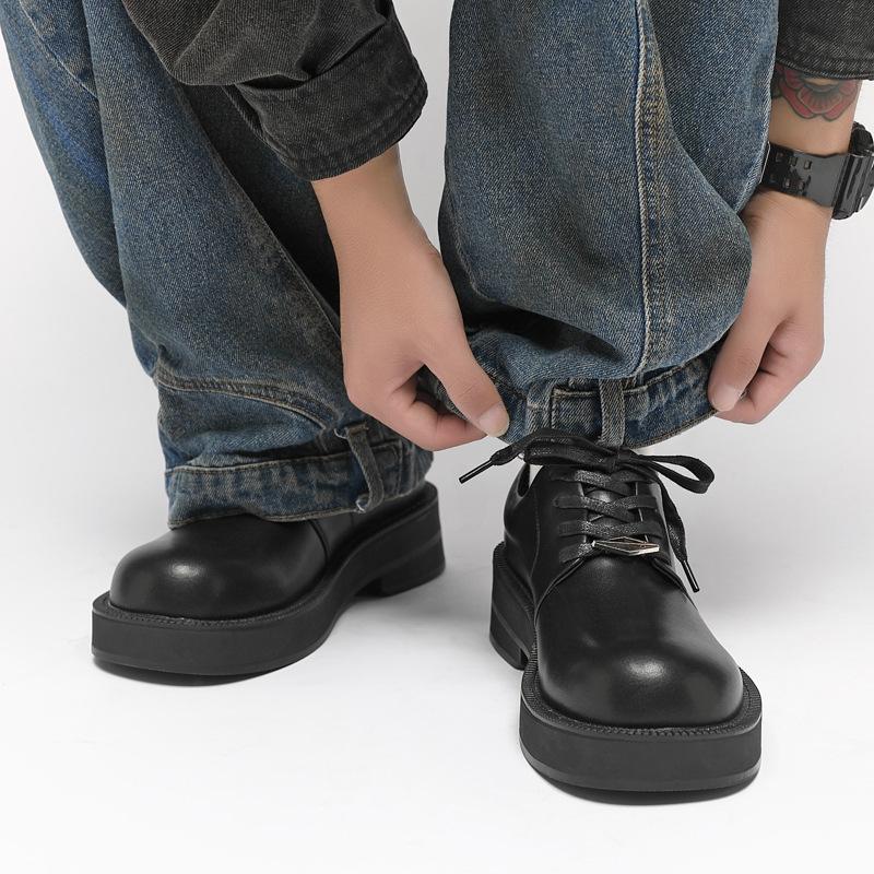 Leather shoes men's Martin shoes high sense thick sole heightened leather big head fashion versatile business casual derby shoes tide