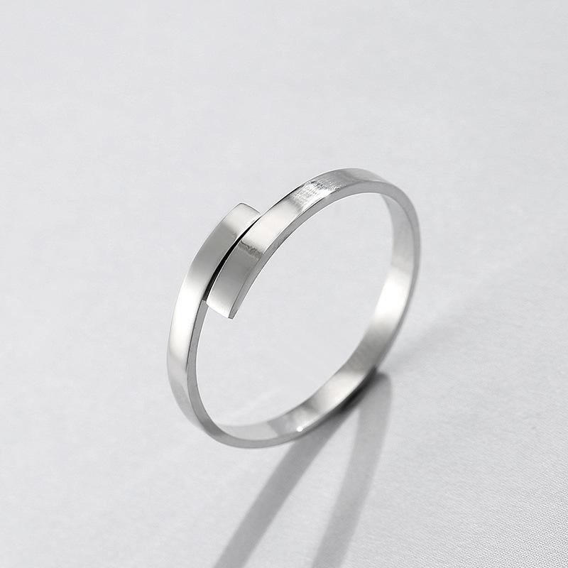 eManco Minimalist Gold-Plated Stainless Steel Geometric Couple Rings