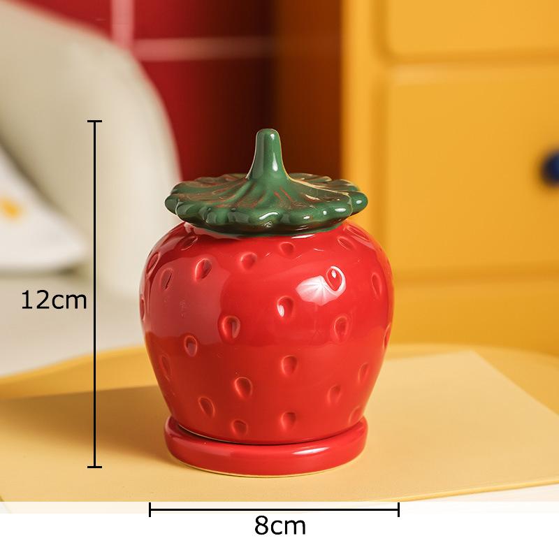 Creative Fruits Toothpick Holder Cotton Swab Can Apple/pear Shape Ceramic Jar Desktop Organizer Dental Floss Box Storage Jars