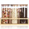 Airtight Glass Canisters with Wooden Lids of Perfect for Food Kitchen Coffee and Tea Dried and Scandinavian Design (Set 3, 1150ml) - Storage, Storage,