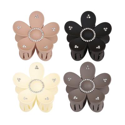 1/4pcs Big Flower Matte Hair Claw Clips Resin Plastic Clamp Hair Clip Crystal Floral Hair Clip Claws Hair Accessories For Women