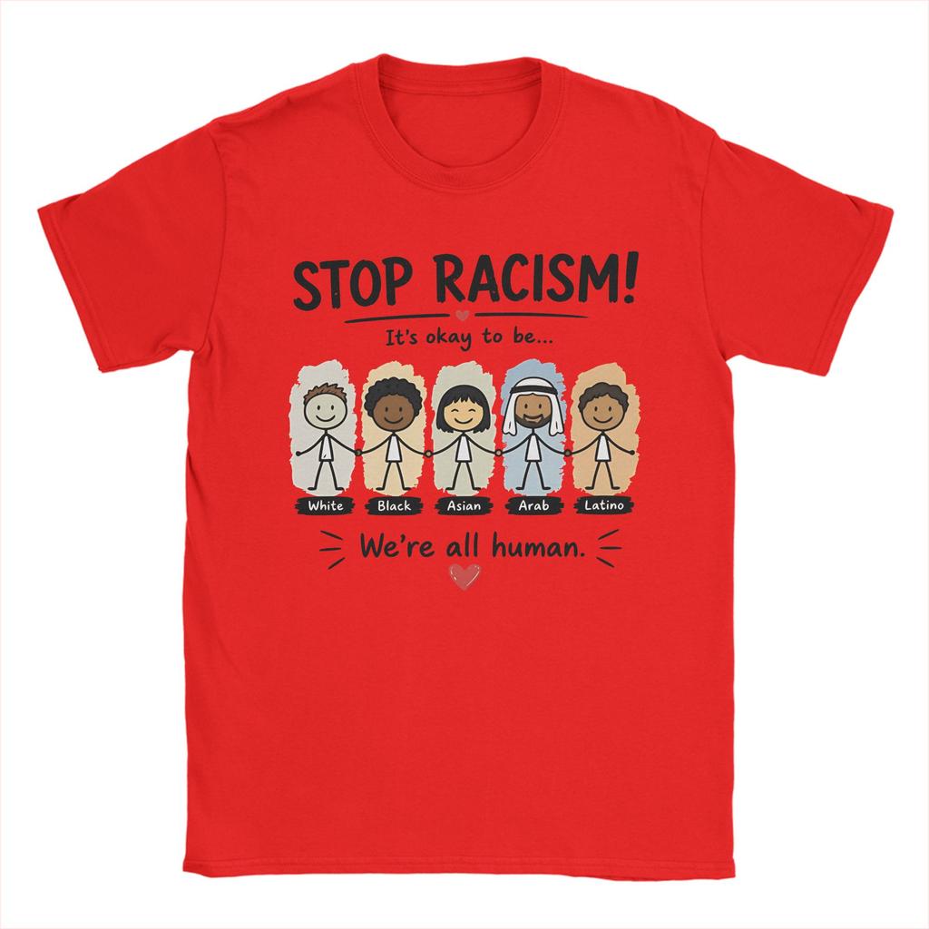 Unisex Stop Rassismus Es Ist Okay Anders Zu Sein T-Shirts Baumwollkleidung Sommer Vintage Kurzarm T-Shirt Rundhals Lässiges T-Shirt Große Größe