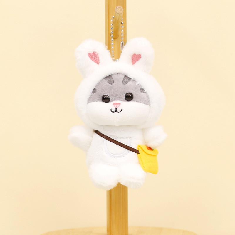 Cute Cat Plush Toy Keychain Fluffy Bunny Transformable Small Kitty Bag Accessory