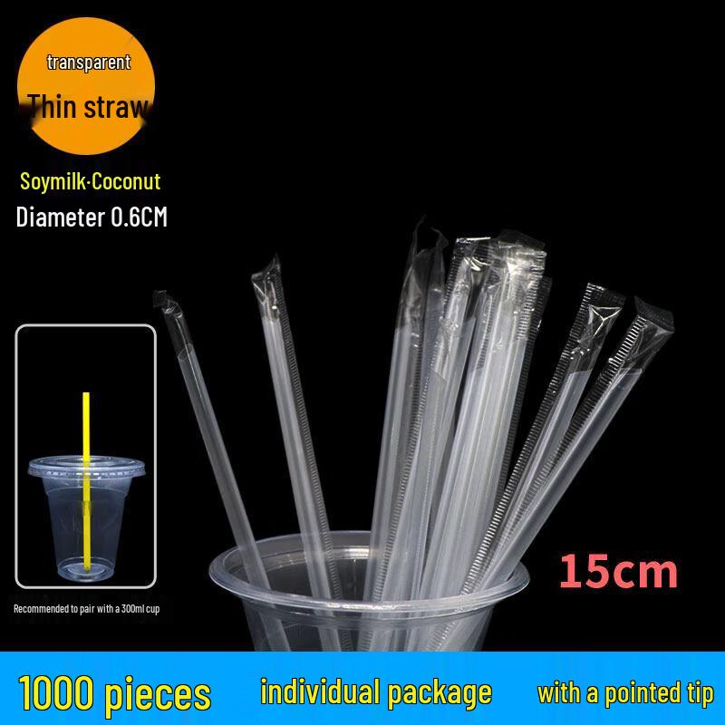 Ruhan 15cm Clear Disposable Heat-Resistant Thin Straws