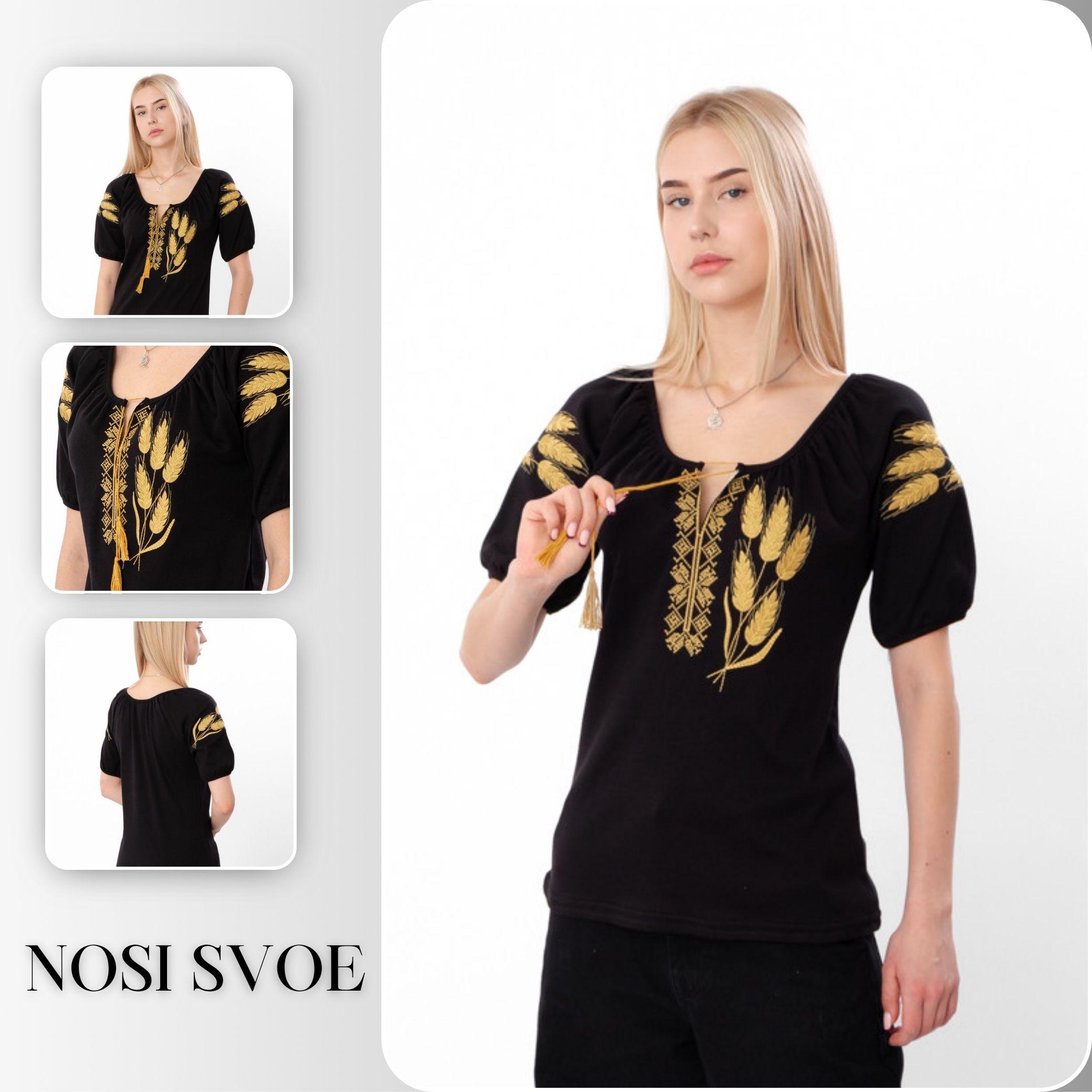 

Women’s Black Vyshyvanka with “Kolossky” Embroidery – Comfortable & Stylish Summer 8604-015-22-2 HC M чорний