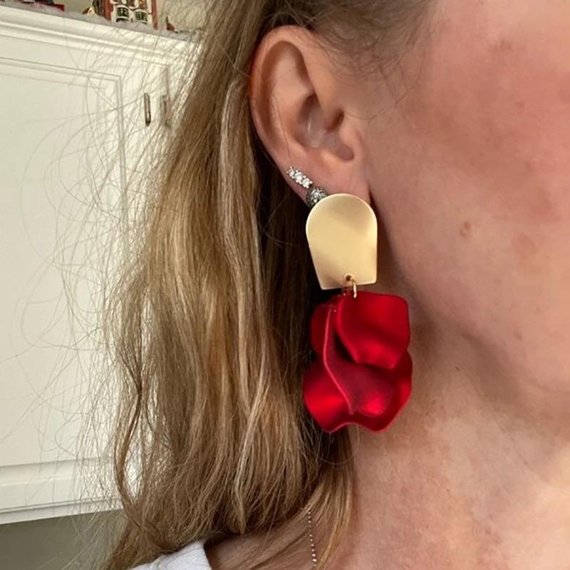Rose Flower Steel Needle Earrings Simple Ins Earrings