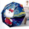 1pc Hello Kitty Starry Night Automatic Opening Folding Umbrella - Portable 3-Fold Design with Iron Frame, Perfect for Outdoor Use, Festive Gifts, Trav