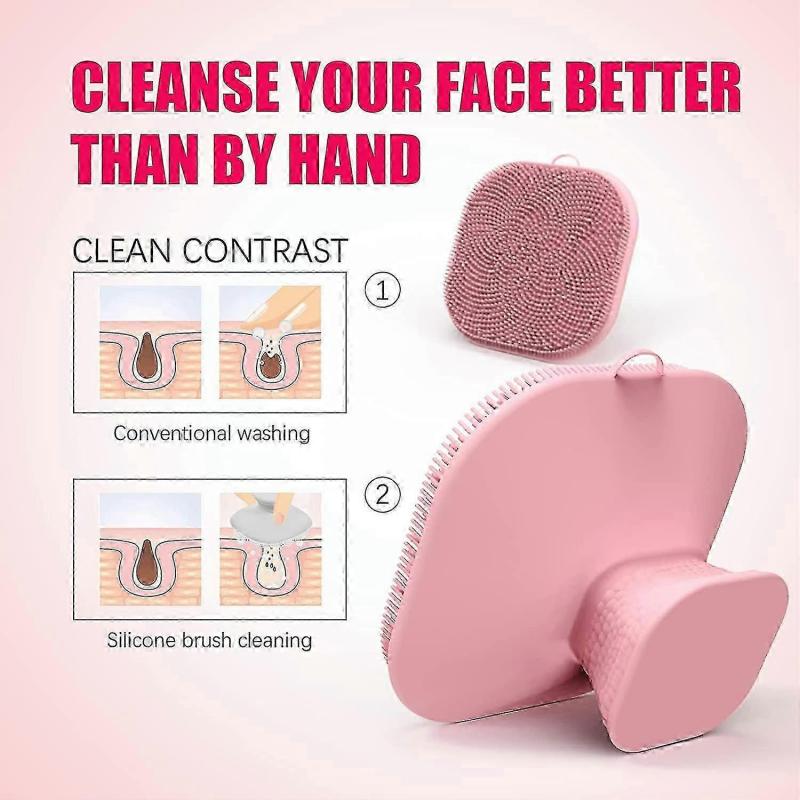 Silicone Facial Cleansing Brush, Waterproof Manual Washing Brush For Face And Cleansing (pink)