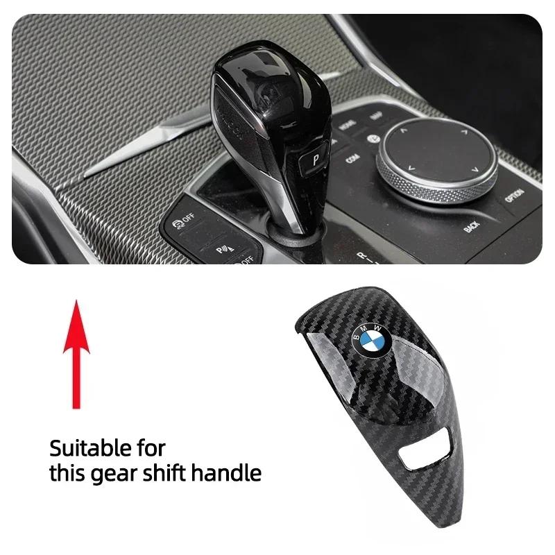 -Car Gear Shift Handle Sticker Carbon Fiber Pattern Protective Cover For BMW M X1 X2 X3 X4 X5 X6 X7 E30 E39 E46 E60 E61 E90 E70