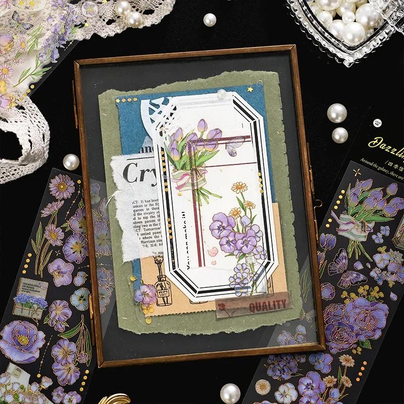 Bronzing Sticker Four Seasons Messenger Series Retro Flower DIY Handnet Material Collage