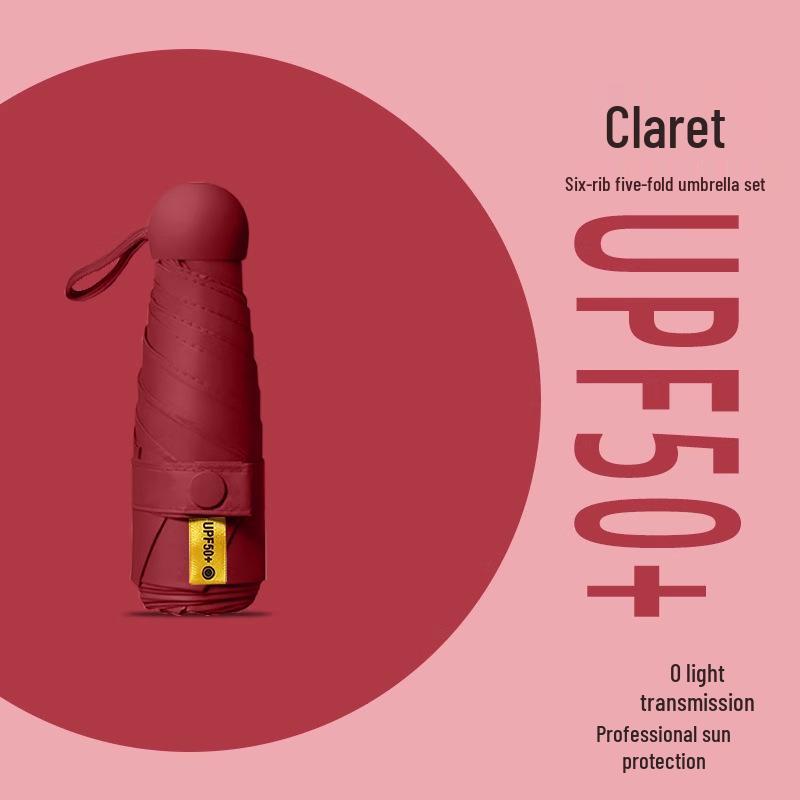 

Sky Blue Customizable Mini UV Protection Umbrella: Women s Ultra-Light, Portable, Five-Fold Design