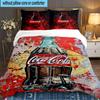 Coca-Cola Artwork Design 3-teiliges Bettwäsche-Set, Ideal für 1 Bettbezug und 2 Kissenbezüge, Perfekt als Geschenk für Fans, Ideal für Schlafzimmer, Studentenwohnheim