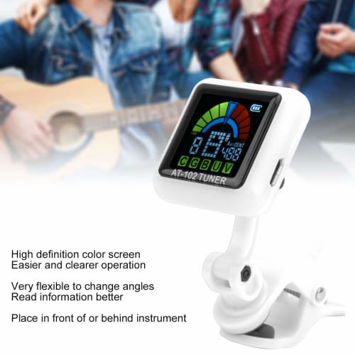Walfront Aroma Guitar Clip-on Tuner AT-102, 12-Temperament Equal Temperament, USB Rechargeable, Built-in Battery, for Violin and Ukulele, with Chargin