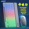 Klávesnice pro tablet Android iOS Windows bezdrátová myš klávesnice Bluetooth Duhová podsvícená klávesnice kompatibilní s Bluetooth pro telefon iPad