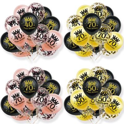 15 piezas Decoración de Globos de Feliz Cumpleaños 18 12 Pulgadas Globos de Látex con Confeti para Celebración de Cumpleaños de 18 20 30 70 Años
