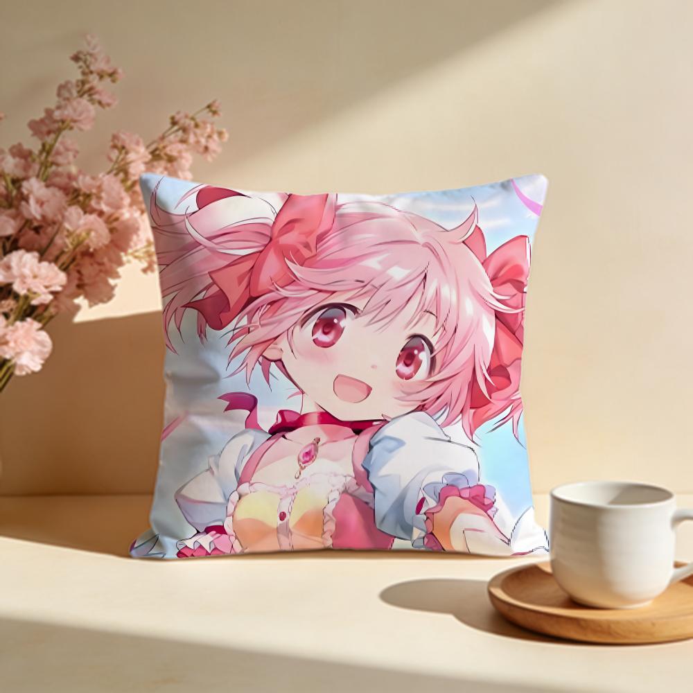 Trendy PPuella Magi Madoka Magicaing Cushion Cover Stylish Washable Pillow Cover Ideal for Couch Bedroom Car Decoration