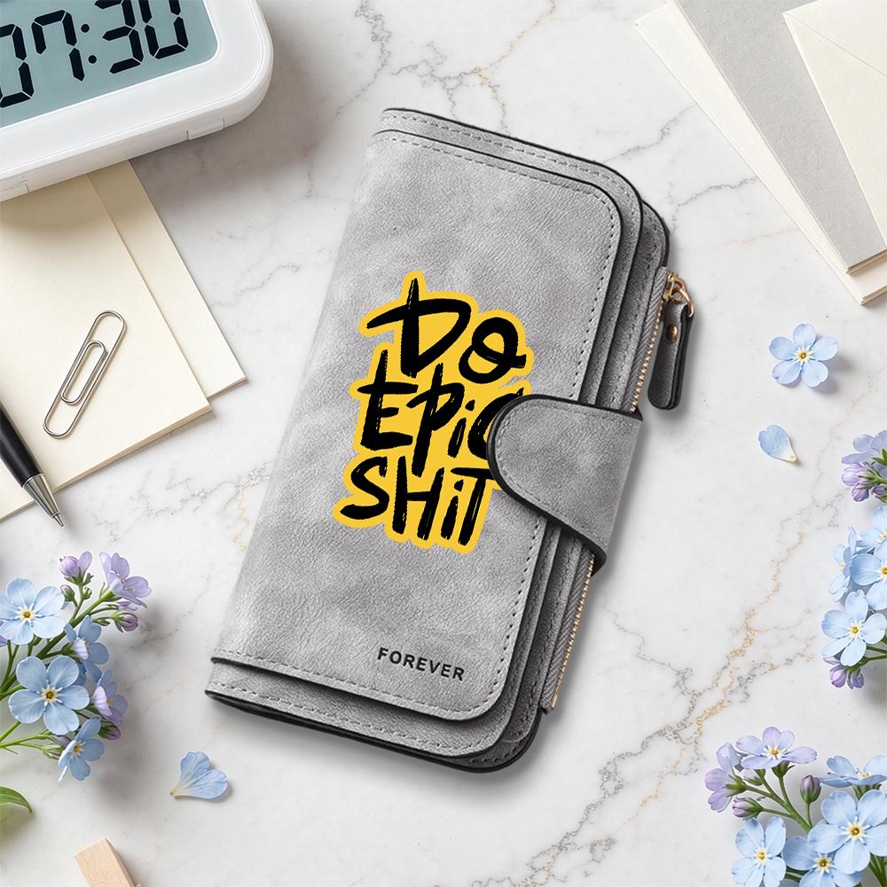 Stylish Print Long Wallet Durable Daily Use Slim Card Holder Trendy Casual Purses